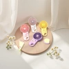 Colorful cartoon mini handheld charging fan with cat, peach, dog and pear patterns, three-speed wind power USB charging Specification image